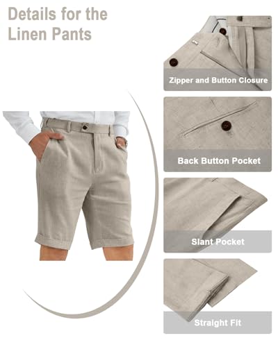 Men's Suit Linen 2 Piece Vests Short Pants Suits for Men Casual Summer Beach Groomsmen Wedding Waistcoat Set Outfit4