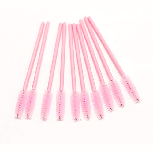 Preisvergleich Produktbild Augenbrauen und Wimpernbürste für künstliche Wimpernverlängerung 100 Stk. Einweg Set - Rosa