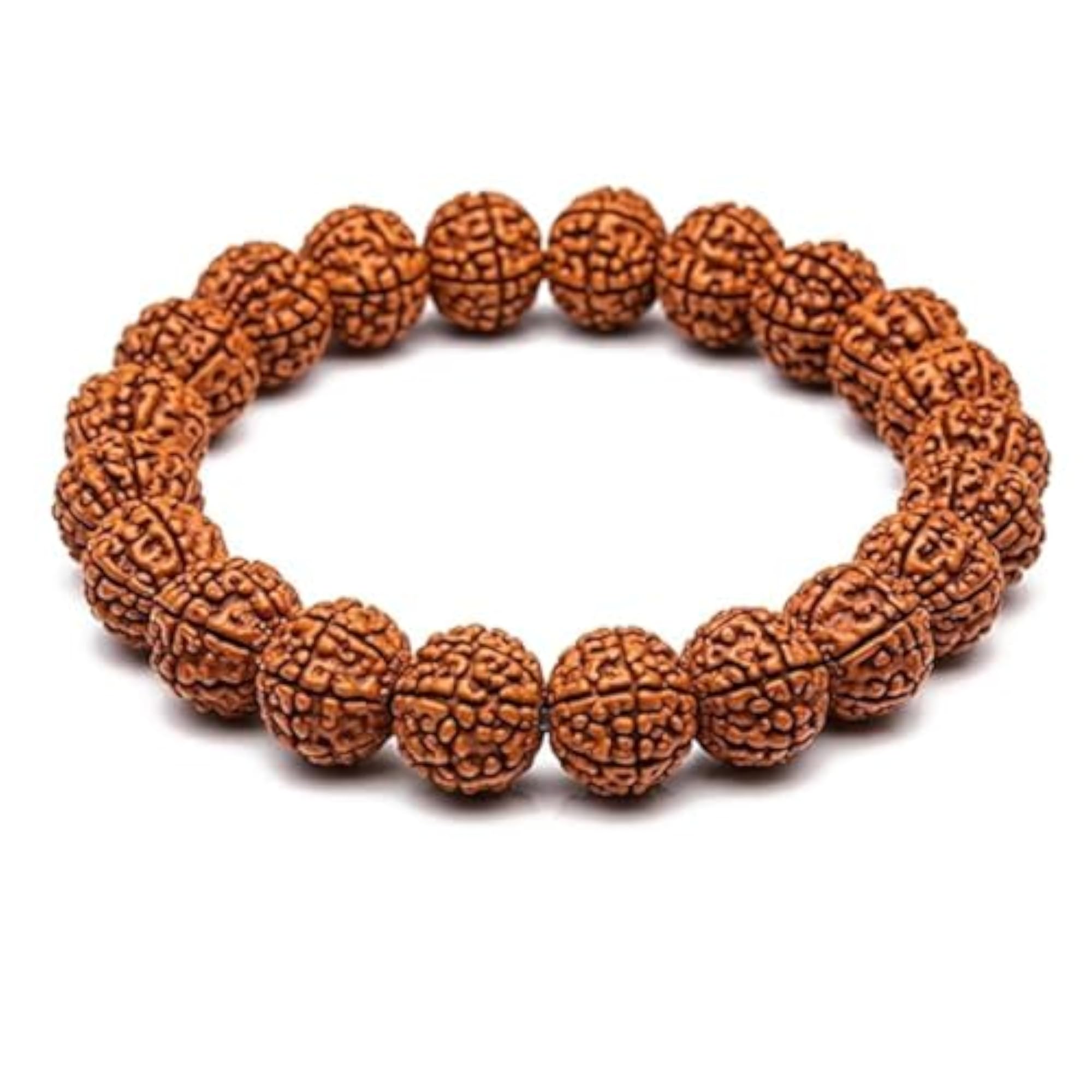 Natural Rudraksha 8mm Round Bead Stretchable Bracelet, Unisex