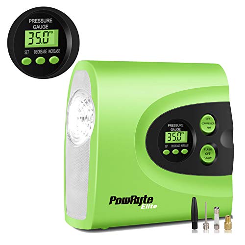 PowRyte Digital Tire Pump, Air Compressor Tire Inflator with Gauge for Car Tires