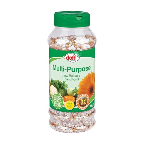 Doff Multi-Purpose Slow Release Plant Food– 1Kg Fast-Acting Controlled Release Garden Fertiliser for Healthy Growth of Flowers & Shrubs – Encourages Root Development – Feeds for 3 Months