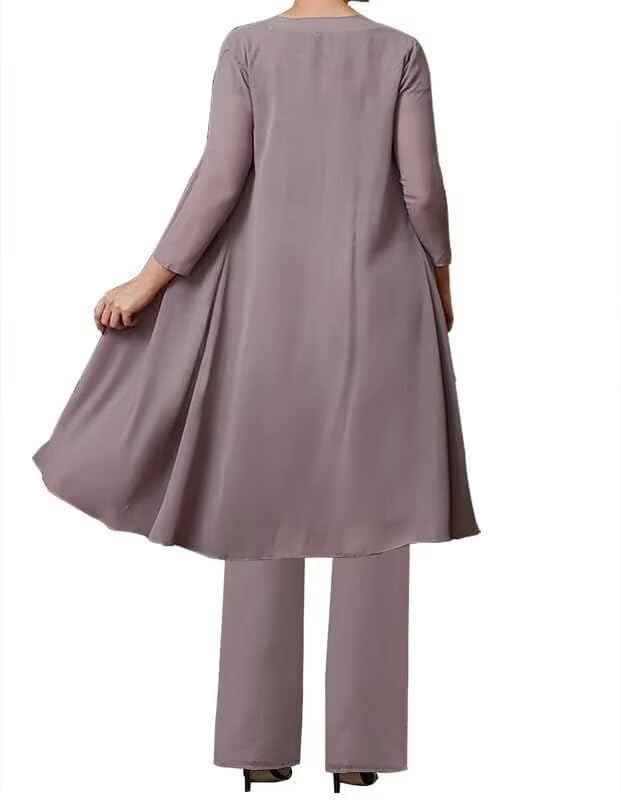 3 Piece Mother of Bride Pant Suits with Jacket Lace Appliques Chiffon Wedding Guest Dresses Formal Evening Gowns2