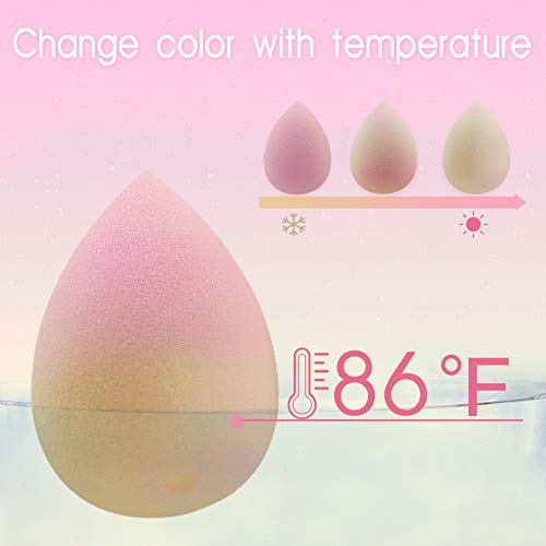 BEAKEY Color-Changing Makeup Sponge Set Blender Beauty Foundation Blending Sponge, Flawless for Liquid, Cream, and Powder, 2 Pcs - Thumbnail 5