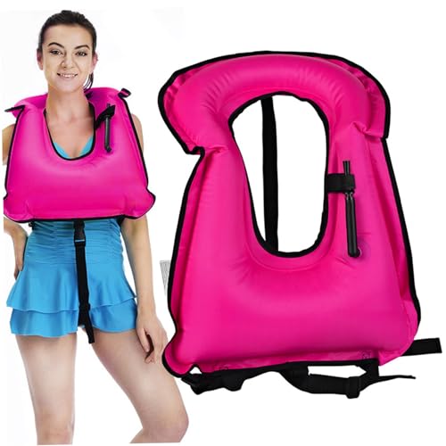 Uanqfegy Chaleco Salvavidas Inflable para Adultos de Gran flotabilidad, Chaleco de Flotador Alto para Pesca, Kayak, Deportes acuáticos, Rosas