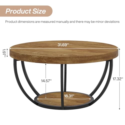 Image of Tribesigns Round Coffee Table with Storage, 31.7 inch Living Room Table
