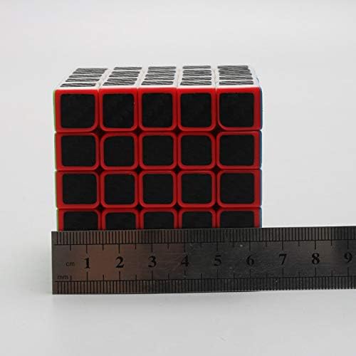 CFMOUR Original Speed Cube 5x5x5, Smooth Magic Carbon Fiber Sticker Speed Cubes, Enhanced Version，Black