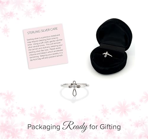 Precious Pieces Sterling Silver Baby Ring with Cross for Baptism, Christening, Dedication, First Communion Gift for Babies, Toddlers, Goddaughter, or Little Girls 6