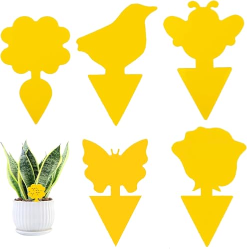 Trampas Cromáticas Amarillas para Plantas - 50 Trampas Moscas Fruta Eficaces, Insecticida Plantas y Plantas Antimosquitos para Interior y Jardín