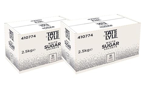 Tate & Lyle White Sugar Sachets 2000 × 2.5g SingleServe Sachets (Total 5kg) | Pure Cane Granulated Sugar Vegan Halal Kosher Just-Sweet