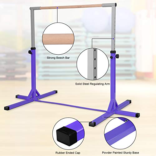 image for Costzon Gymnastic Training Bar, Junior Horizontal Kip Bar, 3' to 5' He