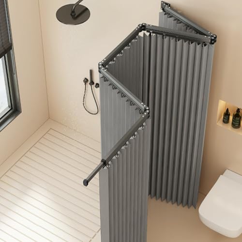 Rideau de douche pliable en lin anti-perçage pour masquer un placard ou séparer une pièce