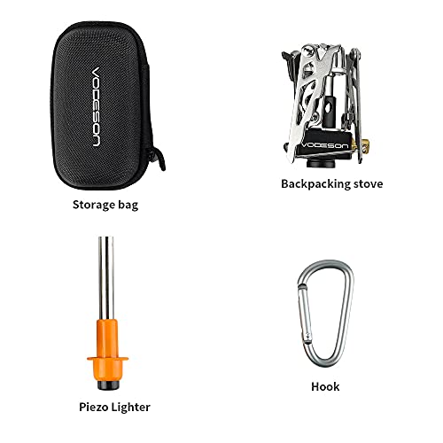 Portable Mini Camp Stove Backpacking Stove Support Wind-Resistance Lightweight Camping Stoves For Travel Stove Outdoor Camping Hiking Cooking Include Piezo Ignition Backpack Buckle #TOP5