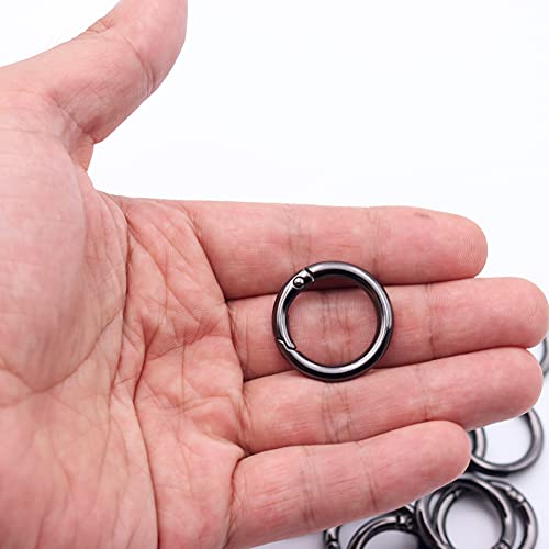 Jwbiz 20Pcs Trigger Spring O Rings Round Carabiner Clip Snap For Keyrings Buckle, Bags,Purses (Gun Black, 3/4 Inch) #TOP3