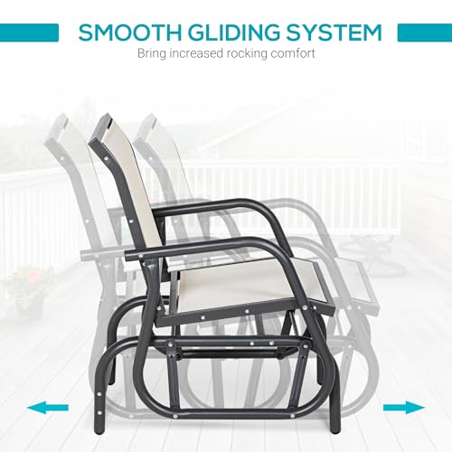 image for Outsunny Porch Glider, Metal Frame Swing Glider Chair with Breathable 