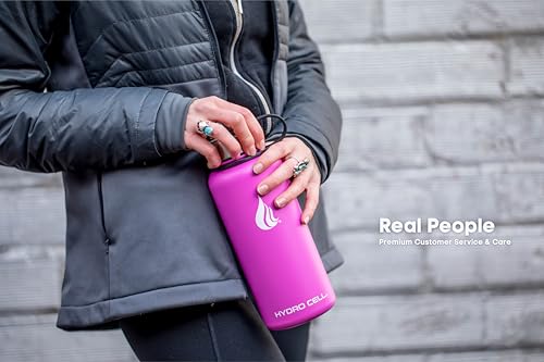 Image of HYDRO CELL Stainless Steel Insulated Water Bottle with Straw - For Cold & Hot Drinks - Metal Vacuum Flask with Screw Cap and Modern Leakproof Sport Thermos for Adults (Fuchsia 32oz)