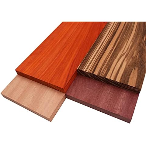 Barrington Hardwoods Imported Exotic Hardwood Variety Pack - Zebrawood, Purpleheart, Padauk, Okoume - 3/4 in x 6 in (4 Pcs) (3/4" x 6" x 18") Cover