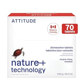 ATTITUDE Lot de 70 capsules de détergent pour lave-vaisselle, à base de plantes et végétaliennes, sans phosphate, dérivées n