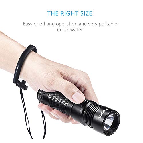 Abom Pro Diving Flashlight Kit, 1000 Lumen Bright LED Submarine Light Scuba Safety Lights Waterproof Underwater Torch with Rechargeable Battery for Outdoor Under Water Sports, Black
