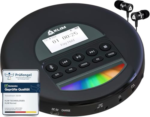 Nomad CD Player Bluetooth Tragbarer Discman mit Radio FM und Kopfhörer