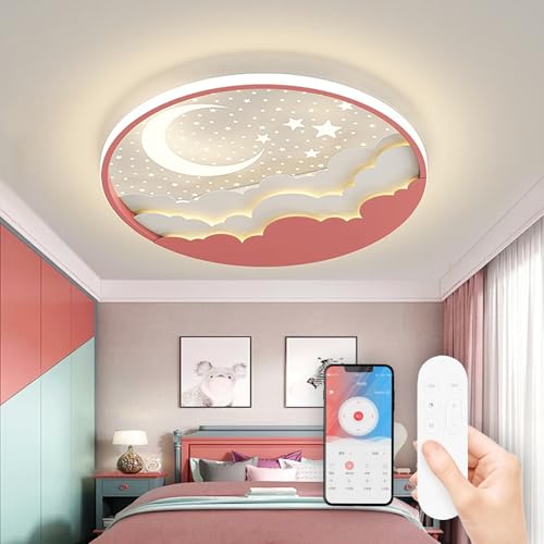 AHXIAOZN Lampada da Soffitto a LED per Bambini, Plafoniera Lampada da Soffitto Luna, Lampadario Cartoon Creativa, per Decorare Le Camerette dei Ragazzi e Delle Ragazze