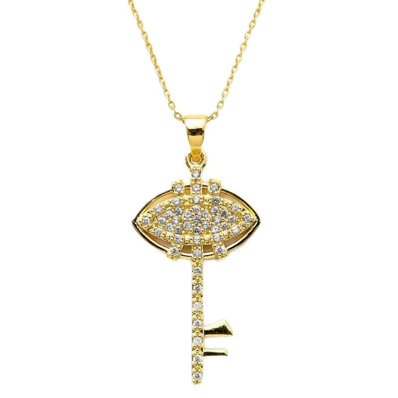 Collier œil argent 925 et clé en zircon pour sublimer vos tenues bohèmes chic