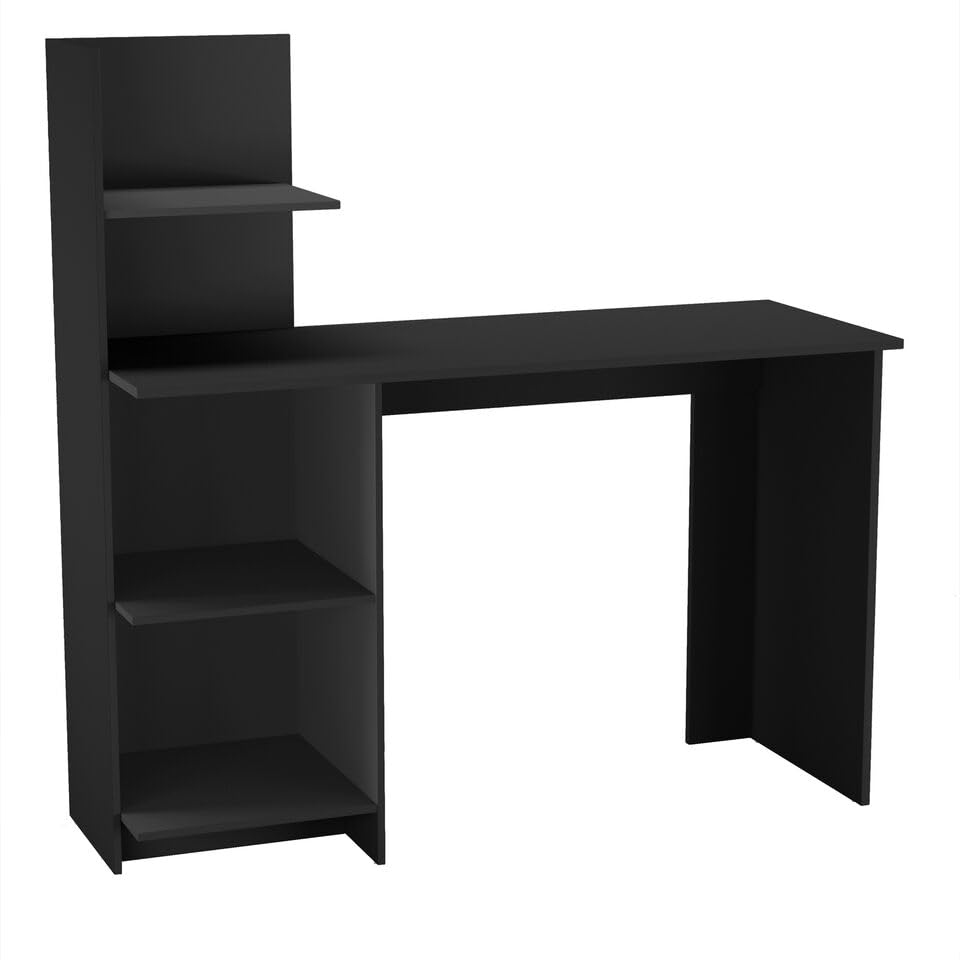 URBNLIVING Computer Desk Workstation with 4 Tier Shelves - Modern Home Office Study Writing Table, Compact & Durable, Storage Organizer