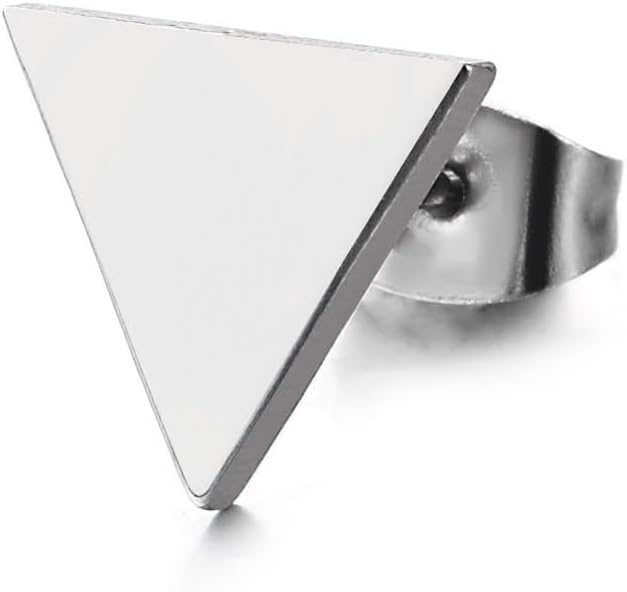 Flat Triangle Stud Earrings Unisex Stainless Steel for Men and Women, 12MM 2pcs - Image 2