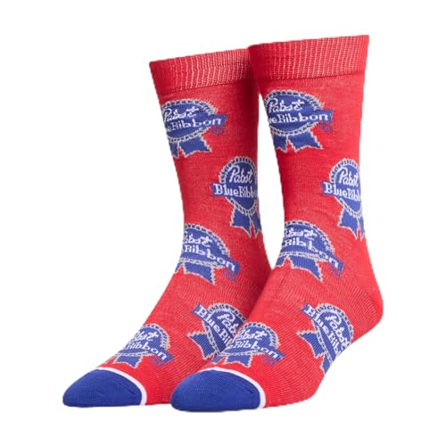 Crazy Socks Pabst Blue Ribbon Beer Socks Large PBR Vintage Beer Novelty Crew Socks Hipster Bar Drinking Humor Socks
