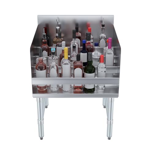 Image of AmGood 22.5 in. x 24 in. x 33 in. Stainless Steel Four-Tier Liquor Display Rack
