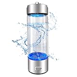 Hydrogen Water Generator Portable Hydrogen Water Generator with SPE and Pem Technology, Rechargeable Portable Glass Hydrogen Water Generator Bottle (Silver White)