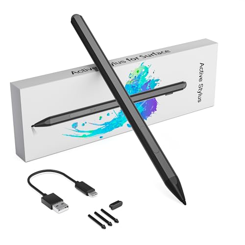 Surface Pen - Surface Pro Pen Stylus for Surface Pro 11/9/10/8/X/7/6/5/4/3, USB-C Fast Charge, Draw or Write Like on Paper, Surface Pro 11 Copilot Pen for Surface Go 2/3/4/Book/Laptop/Studio
