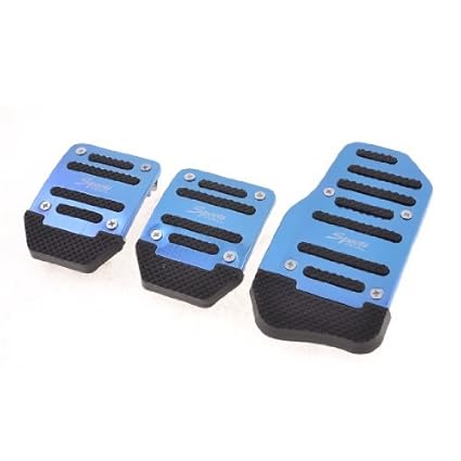 ELECTROPRIME Car MT Blue Black Antislip Metal Gas Clutch Brake Pedal Covers 3PCS