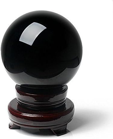 Conversancy 50mm Natural Black Obsidian Divination Sphere Crystal Ball With Stand.
