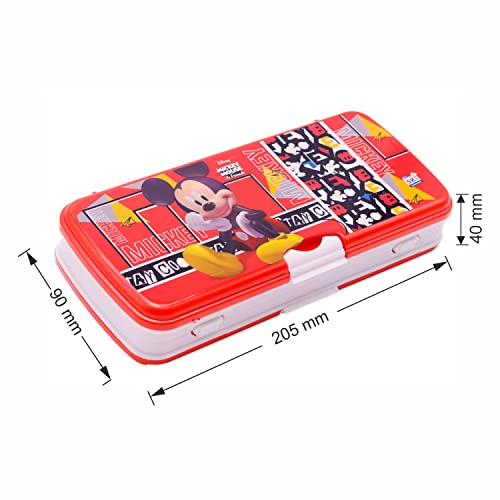 Image of SKi Homeware Xylo Pencil Box with White Board and Marker (Mickey) with Free Stationery, Ideal for Party Favours and Gifting for School Going Kids