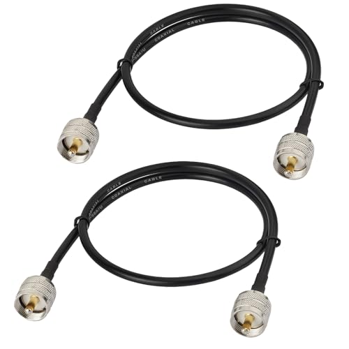 Cable PL259 UHF macho a macho RG58 de 60 cm para radio CB y HAM (2 unidades)