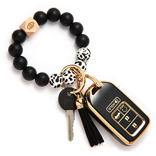 Qfungye For Honda Accord Civic Crv Pilot Ridgeline Odyssey Passport Accessories Wristlet Key Fob Cover, Anti-Fingerprint Special Tpu Key Case (Black) #TOP4