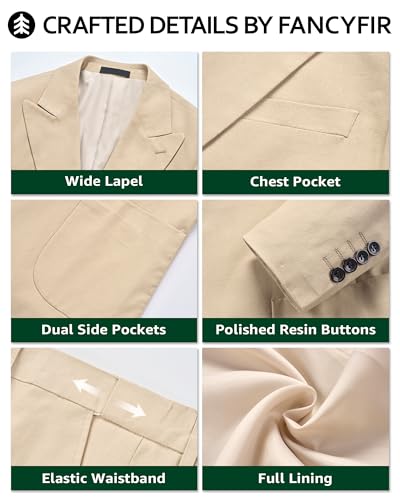 Linen Suit for Men, 2 Piece Slim Fit Casual Blazer and Pants, Beach Wedding Tuxedo Suit Prom Party Suit3