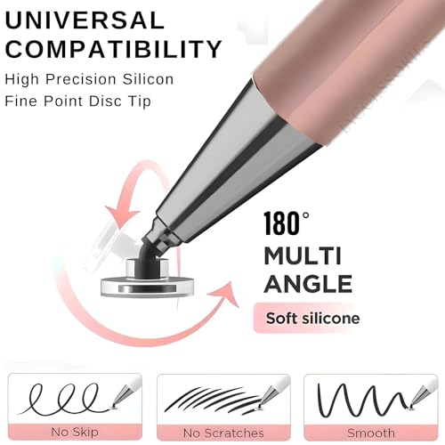 Image of 2-Way Dual-Sided Stylus Pen Compatible with All Touch Screens Devices Mobile Phones Android Tablet iOS Windows Smartphones - Rose Gold