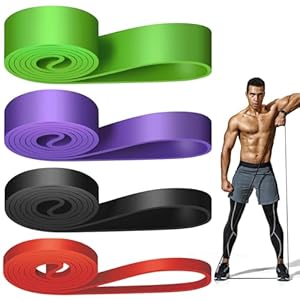 Bande Elastique Musculation (Lot de 4), 4 Niveaux de Résistance Élastique Musculation, Bandes de Résistance Élastique pour Sport, Pilates, Yoga, Musculation, Homme & Femme