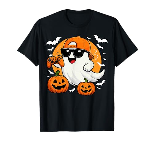Halloween Ghost Gamer Funny Video Gaming Halloween Ghosts T-Shirt