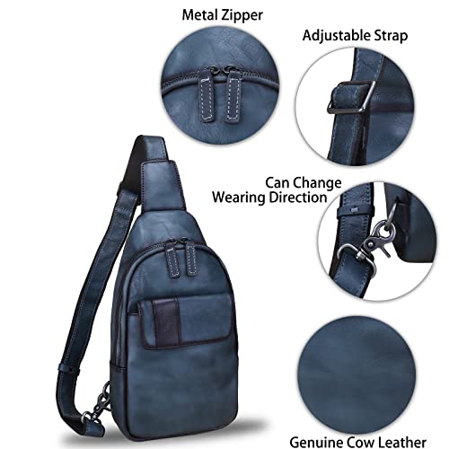 Lrto Genuine Leather Sling Bags Hiking Sling Backpacks Fanny Pack Vintage Handmade Crossbody Chest Daypack Shoulder Bag (Grey) #TOP5