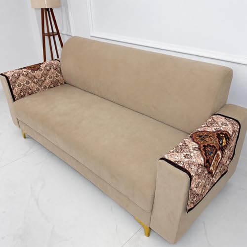 Image of Homerz Premium 'Maharaja Paradise Series' Sofa Cover | Net Fabric Sofa Cover | Washable, Anti-Dust Backed & Wrinkle Resistant Cover (Noor Mahal, 2 pc Armrest, Armrest)
