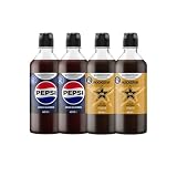 Sodastream 2 Concentrés Pepsi Zéro Sucres + 2 Concentrés Rockstar pour Machine à Eau Pétillante et Soda, 4 x 440 ml