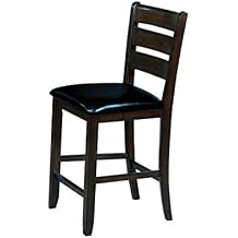 ACME Urbana Counter Height Chair Set-2 - Black PU & Espresso