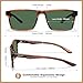 CARFIA Retro Acetate Mens Sunglasses Polarized Small and Medium Face Classic Square Sun Glasses CA62162 Brown Striped Frame Green Lens