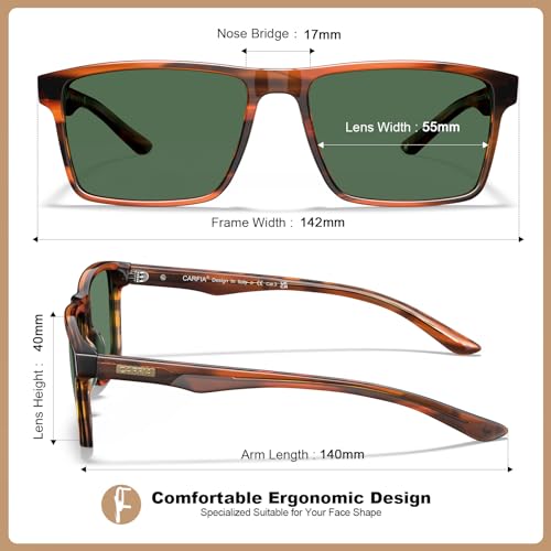 CARFIA Retro Acetate Mens Sunglasses Polarized Classic Square Sun Glasses CA621623