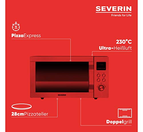 SEVERIN 4-in-1 magnetron met dubbele grill, minioven met pizza-Express functie, magnetron met grill en heteluchtfunctie tot 230 °C, roestvrij staal/zwart-mat, MW 7759 - Image 5