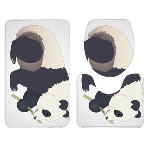 Alfombrillas de baño absorbentes y lavables juego de 3 alfombras panda 2