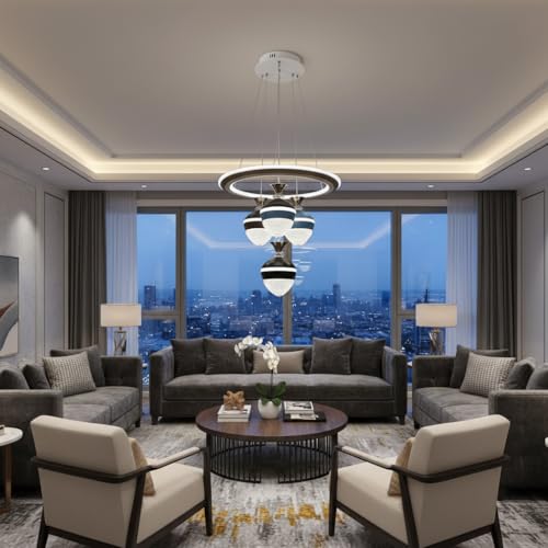 Image of LED Chandelier for Living Room, Hanging Lamp for Bedroom, Hanging Light for Home Decoration (RGB) (CH52)