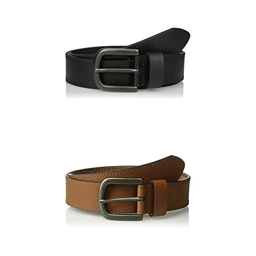 Dickies Men's Two Row Stitch Belt - black and Tan